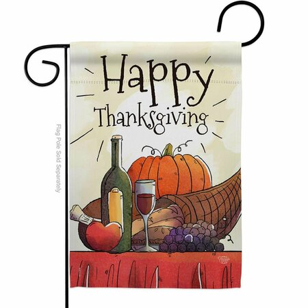 CUADRILATERO 13 x 18.5 in. Happy Thanksgiving Feast Garden Flag with Fall Double-Sided Decorative Vertical Flags CU3910200